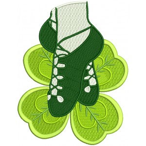 Ballet Shoes Shamrock St. Patrick's Day Filled Machine Embroidery Design Digitized Pattern